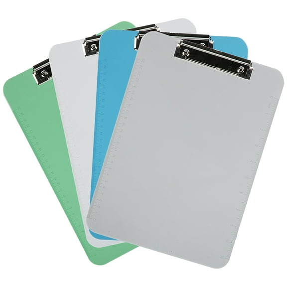 JAM Paper Plastic Clipboards with Low Profile Metal Clip, 9 x 12 1/2, Assorted Multicolor, 4 per Pack