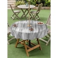 thumbnail image 3 of Outdoor Tablecloth with Umbrella Hole and Zipper, Grey Round Table Cloth 54 Inch Waterproof Tablecloth, Modern Abstract Art Ombre Striped Picnic Table Cover for Patio Camping, 3 of 7