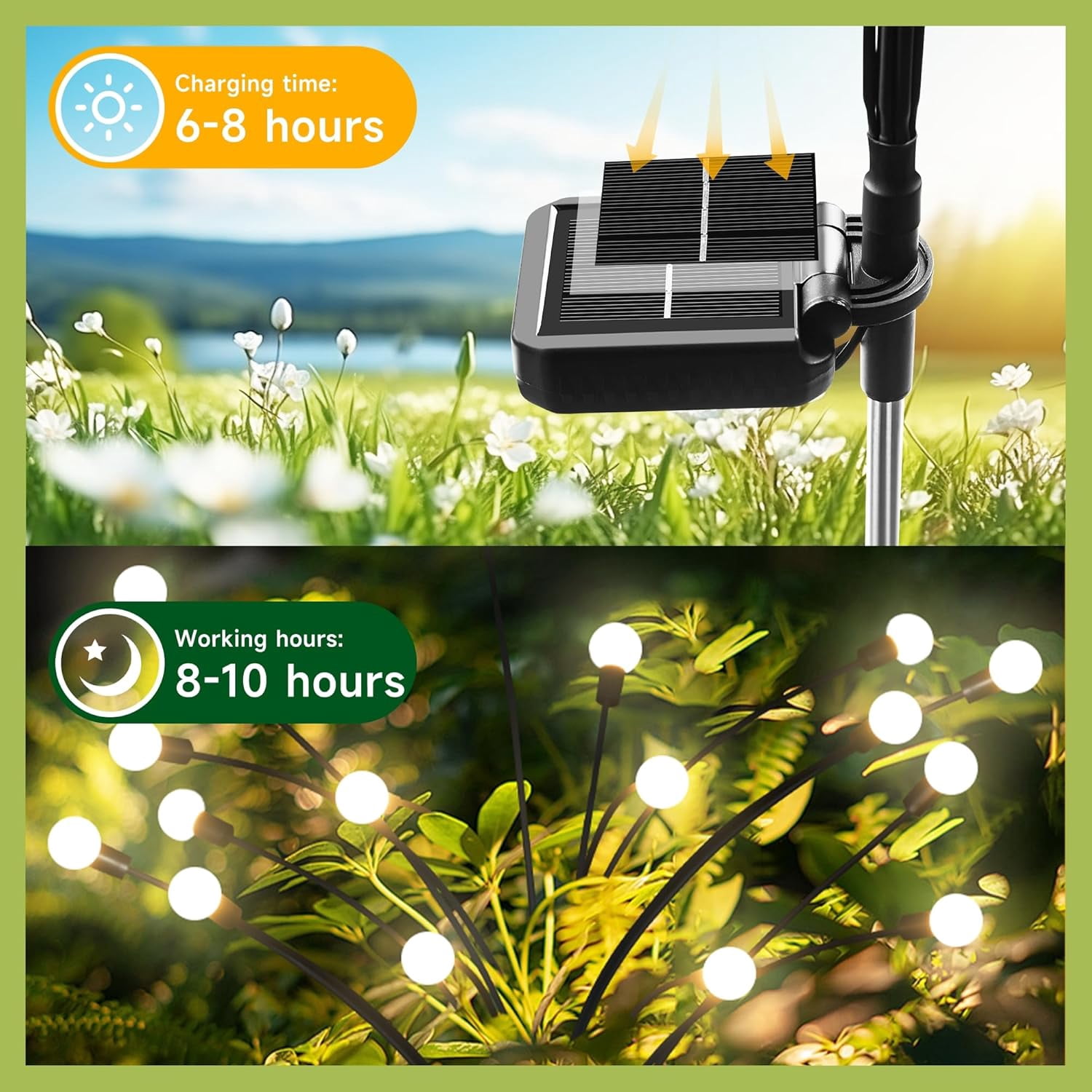Solar Lights Outdoor(4 Pack,32 LEDs), Solar Garden Lights, Outdoor Decorations, Firefly Light for Patio Decor, Big Bulb, Unique Gifts for Women, Gifts for Grandma