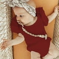 thumbnail image 2 of Douhoow Baby Girls Romper Summer Solid-Color Ribbed O-Neck Ruffle Sleeve Jumpsuit, 2 of 6