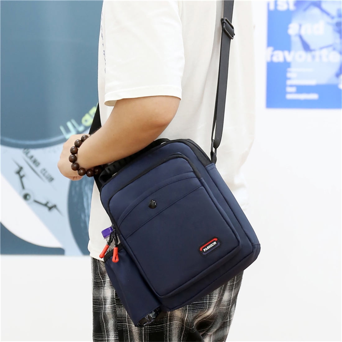 Crossbody Bags for Men Women Teens Messenger Bag Waterproof Oxford Nylon Crossbody Sling Bag Blue
