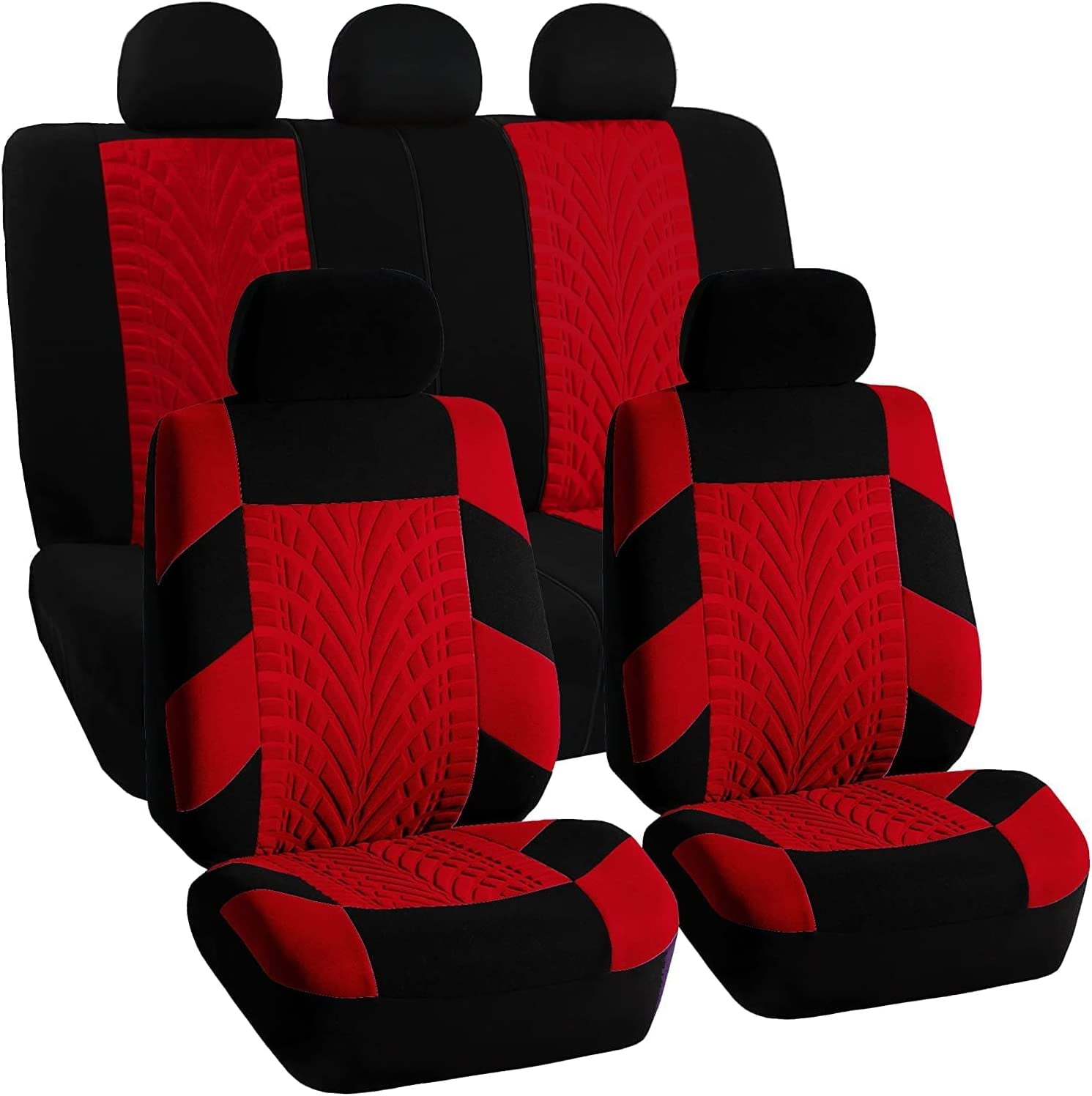 Car Seat Covers Full Set Gray Premium Cloth Universal Fit, Automotive