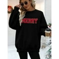 thumbnail image 6 of VILOVE Women Oversized Merry Christmas Sweatshirt Merry Letter Print Crew Neck Long Sleeve Pullover Tops, 6 of 7