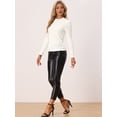 thumbnail image 4 of Blusa de terciopelo Allegra K con cuello simulado y purpurina metálica Blanco L, 4 of 5