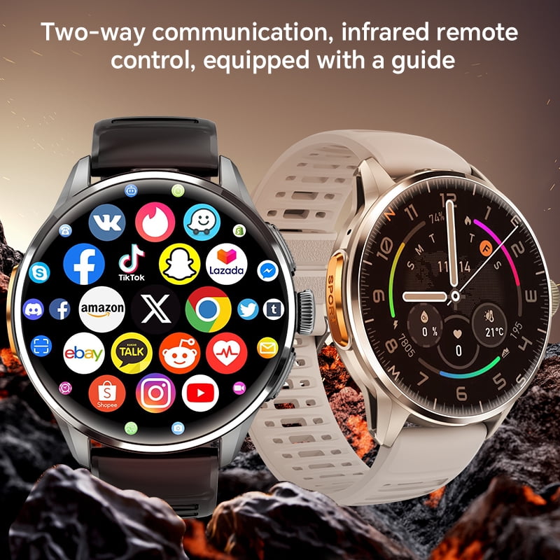 E EYAFA Android Smart Watch H100 with SIM Card Slot for Men and Women 1.8 inch Amoled Screen 3GB RAM+32GB ROM-Silver