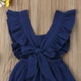 thumbnail image 4 of Seyurigaoka Baby Girls Summer Ruffles Romper Fly Sleeve Lacing Up Bow Cotton Jumpsuits, 4 of 7