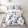 thumbnail image 2 of Manfei Horror Gothic Skull 7pcs Bedding Comforter Set,Black Spider Webs Queen Bedding Sets,Spooky Halloween Queen Sheet Sets For Teens,Microfiber Bedroom Decor Reversible, 2 of 8