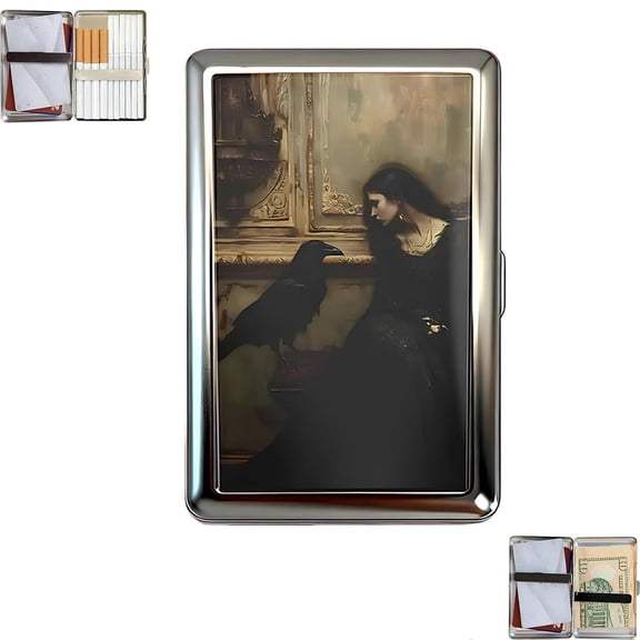 Vintage-Style Versatile Card & Cash Case with RFID Protection,Art Deco Metal Credit Card Holder with RFID Blocking,Vintage Slim Wallet Case for Cash, Business Cards and Essentials