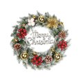 thumbnail image 2 of Mouliraty Christmas Wreath for Front Door, 18 inches Christmas Decorative Garland with Pointed White and Garlands Hanging on Mall Set Doors, 2 of 4