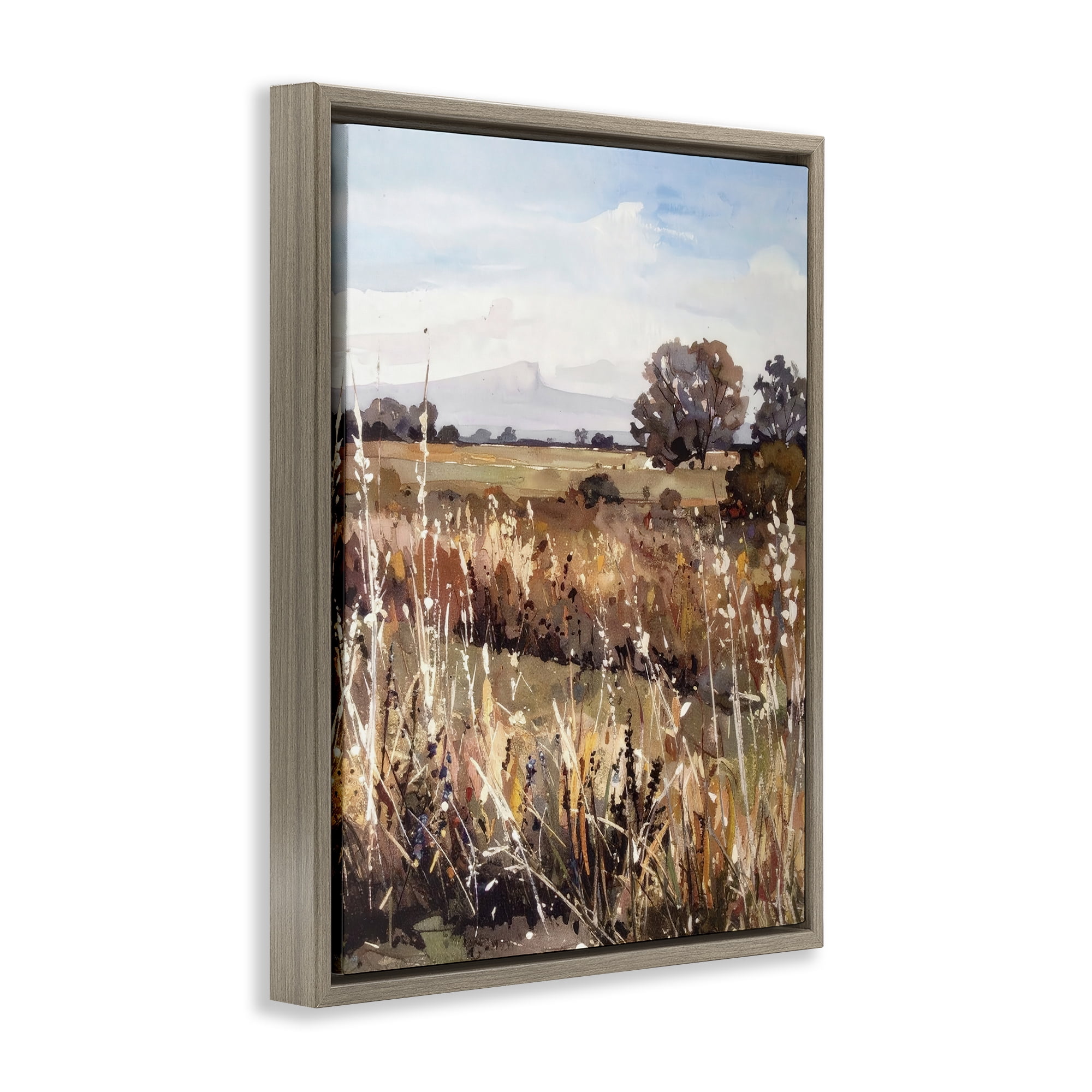 Stupell Industries Peaceful Meadow Expression Brown Framed Floater Canvas Wall Art, design by Alonza Saunders