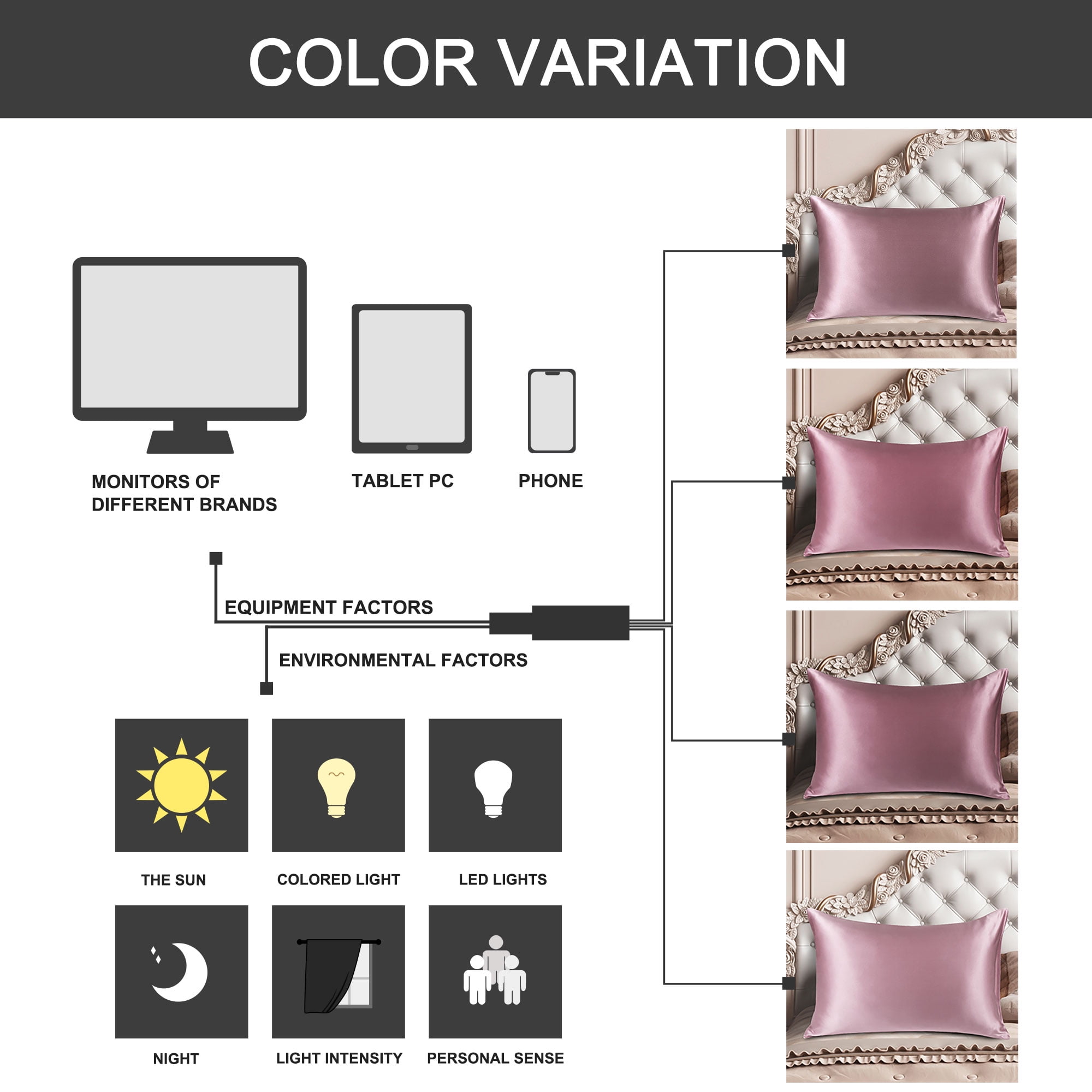 Unique Bargains 19 Momme Silk Pillowcase Envelope Closure Mauve King