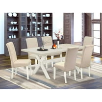 East West Furniture V-Style 7-piece Wood Dining Set in Brown Smoke