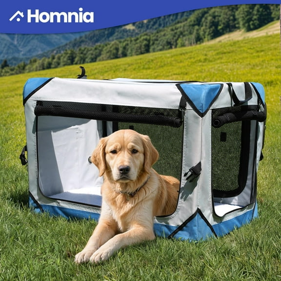 YKITRD Portable Dog Crate Large Pet Travel Carrier Waterproof Camping Cage w/ Plush Pad