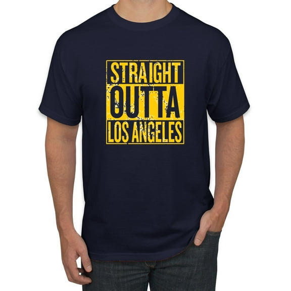 Straight Outta Los Angeles LAC Fan | Fantasy Football | Mens Sports Graphic T-Shirt, Navy, Small