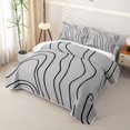 thumbnail image 3 of Homewish Modern Wavy Lines Twin Quilt Set,Geometric Artwork Twin Coverlet Set,Black Gray,2-Piece, 3 of 7