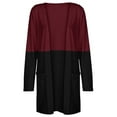 thumbnail image 3 of Xuanfei Women Open Front Spliced Long Sleeve Pockets Contrast Color Cardigan, 3 of 4