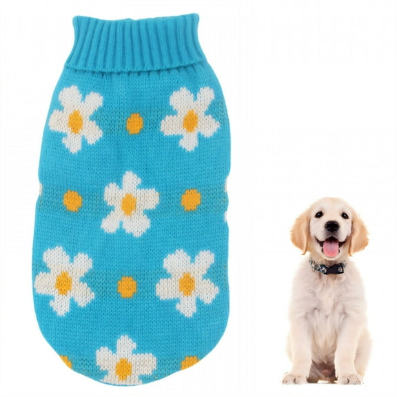 TELOLY 1Pcs Cat Sweater,Dog Jackets for Small Dogs,Puppy Clothes for Small Dogs Girl,Blue,L