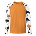 thumbnail image 3 of GobdXE Tropical Two-Tone Palm Tree Sleeve Print Unisex Kids Raglan Long Sleeve Crew Neck Rash Guard UPF 50 Sun Protection Outdoor Swim Top Orange,7-8 Years, 3 of 4
