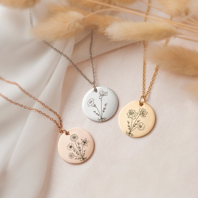 Birth Flower Necklace - Custom Engraving – Chapman Jewelry