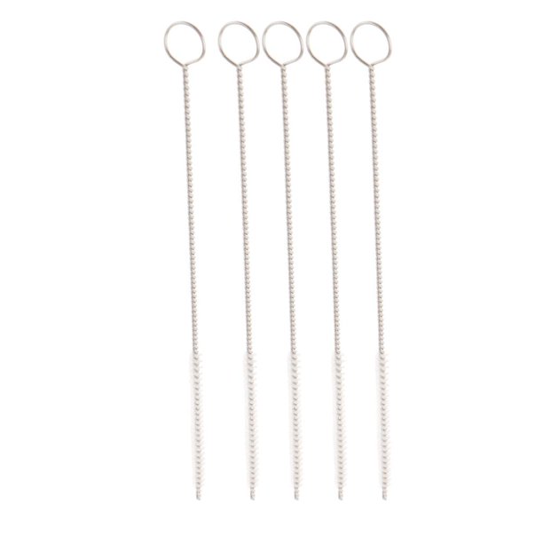 de cepillo de la paja del tubo de 5 pedazos, herramientas cosméticas de nylon de la limpieza de la joyería de de , plateado, 0.4 cm