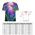 thumbnail image 2 of Palm Print T-Shirt O Neck Retro Print Big Size T-Shirts Short Sleeve Tees Womens Pretty Design, 2 of 5