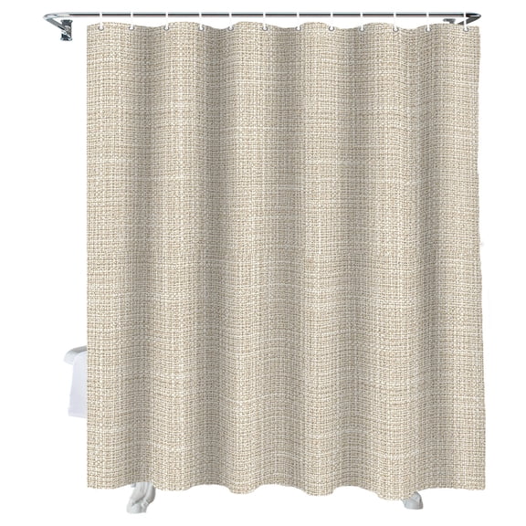 Shower Curtain Beige Linen Shower Curtains for Bathroom Bathtub, Waterproof Fabric Shower Curtain Set with Hooks, Small Stall Size 72" x 84" Grain Texture Solid Color