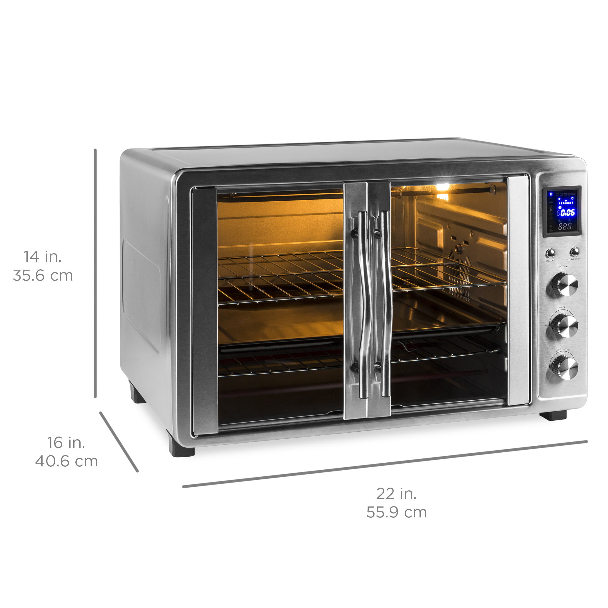 Large Toaster Oven Countertop French Door Designed 55L 18 Slices Silver