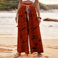 thumbnail image 2 of XFYSSS Ladies' Fashion Casual Printed Drawstring High Waist Wide Leg Pants Full Length Pants Women Polyester Pants, 2 of 5