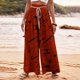 thumbnail image 1 of Puntoco Pantalones Anchos Con Cordón Y Estampado De Lunares Para Mujer, Color Naranja, S, 1 of 5