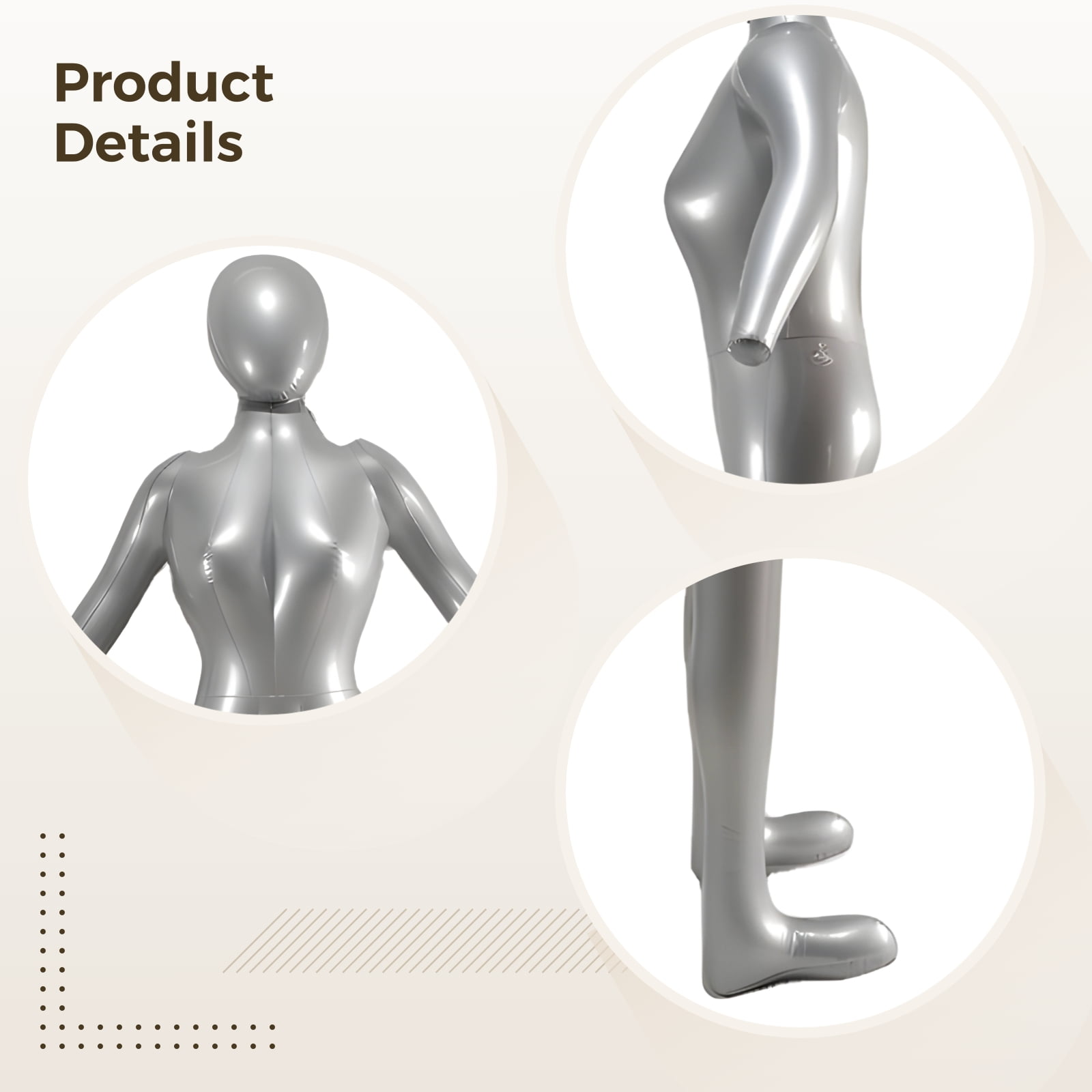 Inflatable Mannequin 165cm Tall,PVC Full Body Dress Form for Clothing Display,Foldable & Portable for Retail Store,Photography,Window Display