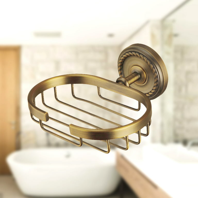 Simple Gold Polished Brass Small Bathroom Shelves Wall Mounted Glass Phone  Holder Decorative Shower Soap Dish