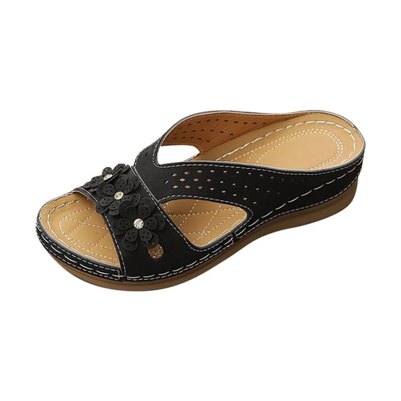 ShiShine Women Wedge Heel Sandals Slippers Casual Spring Summer Solid Color for Outdoor Indoor Use