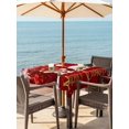 thumbnail image 2 of Outdoor Tablecloth with Umbrella Hole and Zipper, Red Christmas Square Table Cloth 54x54 Inch Waterproof Tablecloth, Santa Claus Deer Snowflake Pine Branches Ball Picnic Table Cover for Patio Camping, 2 of 7