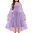 thumbnail image 3 of IVEYRTF Girls Long Sleeve Casual Party Dress Spring Princess Performance Dress for Birthday Holiday Christmas Celebration Elegant Fashionable Kids Wear(Purple,3-4 Years), 3 of 3