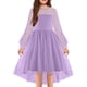 thumbnail image 3 of Odeerbi Niñas Tiered Tul Princesa Vestidos de Noche Vestido Formal de Manga Larga de Malla Vestido de Fiesta, 3 of 4