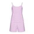 thumbnail image 5 of Women's Polka Dots 2 Piece Outfit Spaghetti Strap Sleeveless Crop Top Camisole and Shorts Pajamas Set Sleepwear Nightwear, 5 of 7