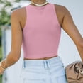 thumbnail image 5 of Baberdicy Camisole Tops for Women Womens Sleeveless High Neck Racerback Cropped Tank Tops Trendy Cute Teen Girls Halter Neck Crop Tops Vest Women's Tanks & Camis Pink, 5 of 8