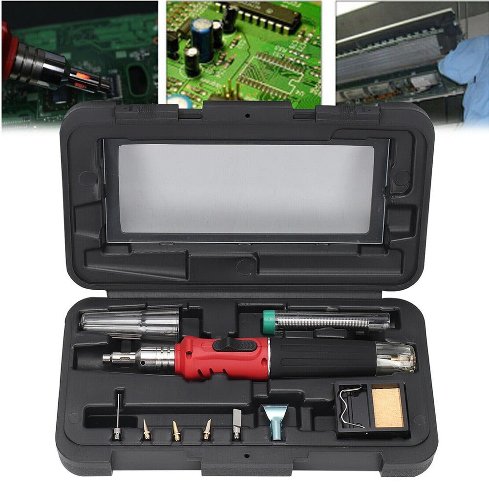 Professional Gas Soldering Iron Tool Kit Butane Auto Ignition Torch Plastic Case 