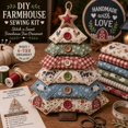 thumbnail image 2 of DIY Sewing Kit for Layered Fabric Christmas Tree Ornament, Vintage Quilt‑Style Handmade Hanging Decoration, Beginner Friendly Holiday Craft Gift for Home Xmas Tree Decor, 8 Inch, 2 of 8