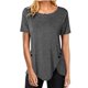thumbnail image 4 of Pntutb Mujeres Plus Tamaño Botón Sólido Cuello Redondo Manga Corta Irregular Camiseta Blusa tops Pntutb Pntutb-1491, 4 of 6