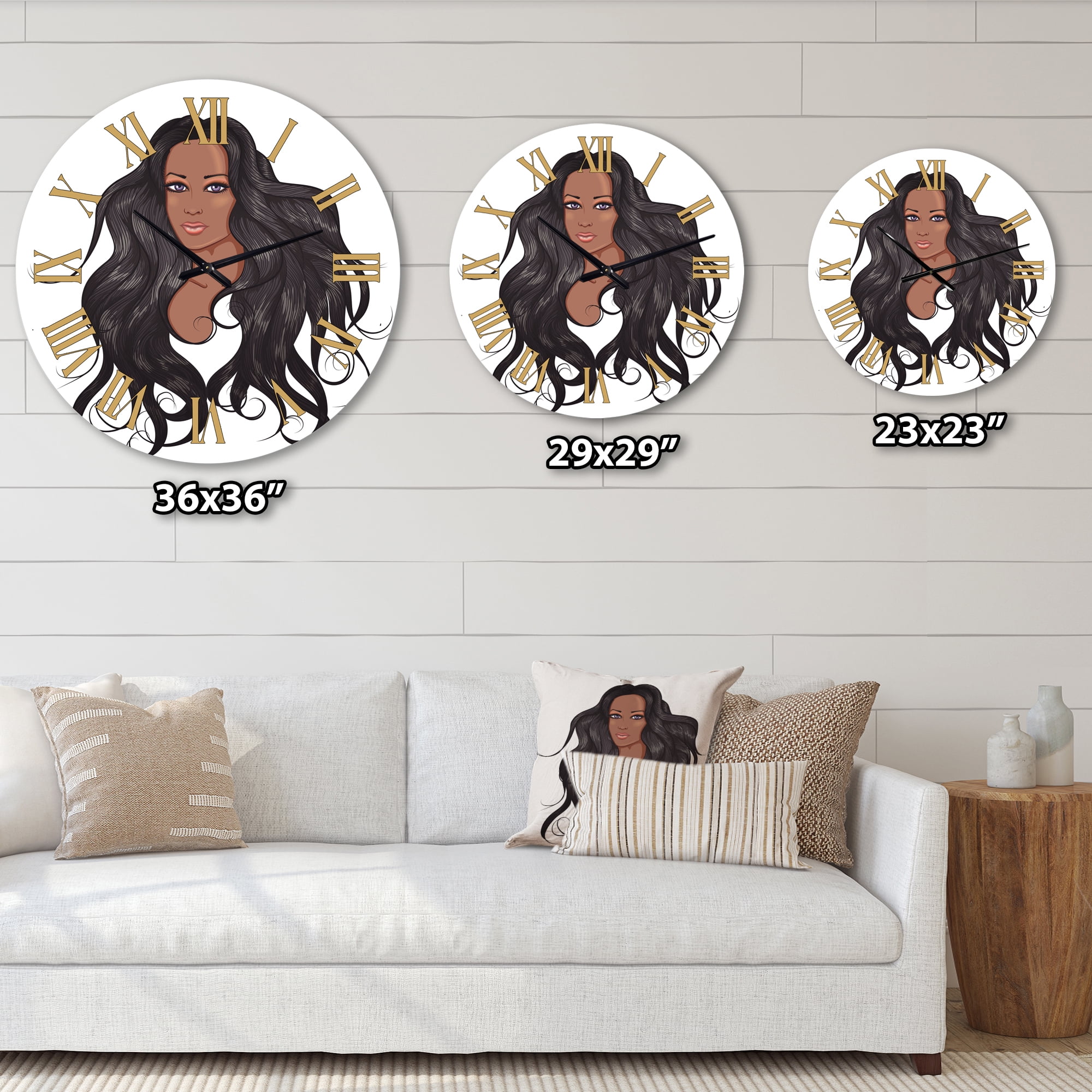 Designart 'Portrait Of African American Woman Xv' Modern Wall Clock