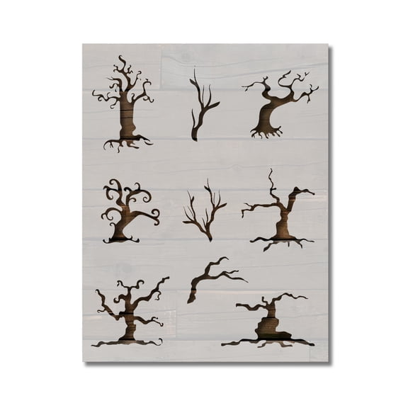 Spooky Halloween Trees Stencil Template Reusable 8.5 x 11 Inches for Painting on Walls, Wood, Arts and Crafts by Stencilville