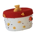thumbnail image 1 of Cesta de almacenamiento de cuerda redonda con tapa, contenedor de almacenamiento vacío, caja decorativa hecha a mano Tapa roja fondo blanco, 1 of 9