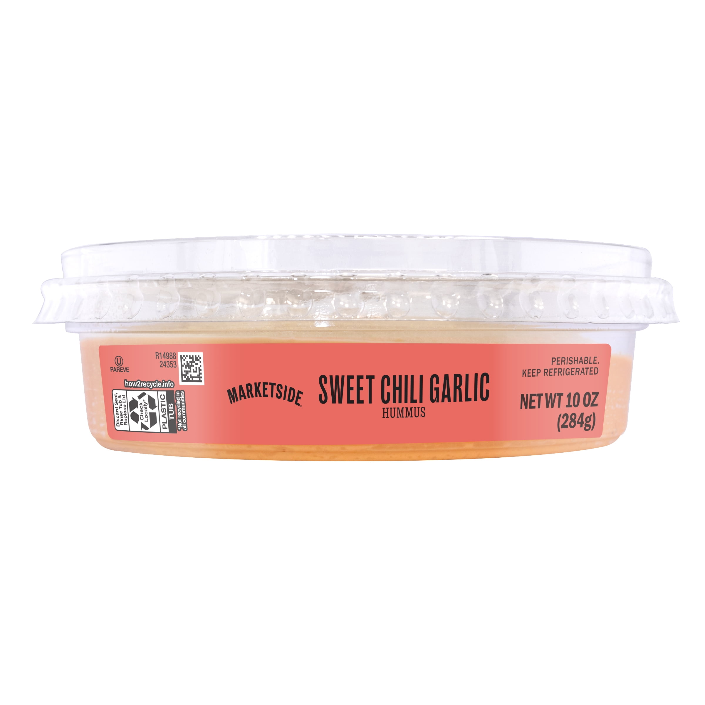 Marketside Sweet Chili Garlic Hummus 10 oz, Ready to Eat, Resealable Cup, 2Tbsp. (28g) Servings