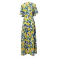 thumbnail image 2 of Women's Lemon Floral Maxi Dress V-Neck Flutter Sleeve Casual Boho Long Summer Sundress, 2 of 4