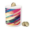 thumbnail image 3 of Abstract Piggy Bank, Futuristic Geometric Pattern Design with Colorful Stripes Modern Technologic Print, Ceramic Coin Bank Money Box for Cash Saving, 3.6" X 3.2", Multicolor, by Ambesonne, 3 of 4