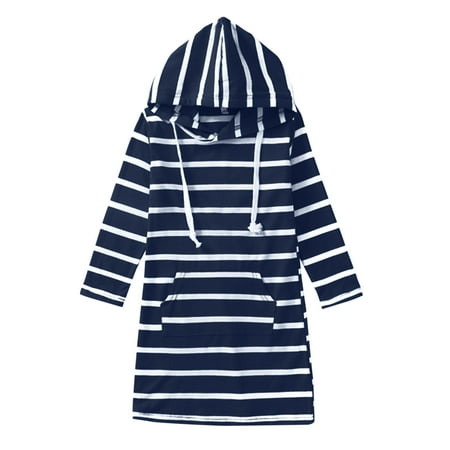 

Icvfdpl Toddler Girls Dress Long Sleeve Printing Stripe Slim Pencil Hooded Princess For Weekend Travel Dresses