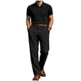 thumbnail image 4 of Ceisia Men's Textured Knit Polo Shirt Short Sleeve Collared Slim Fit for Casual and Smart Wear Black XL Gifts for Father, 4 of 5