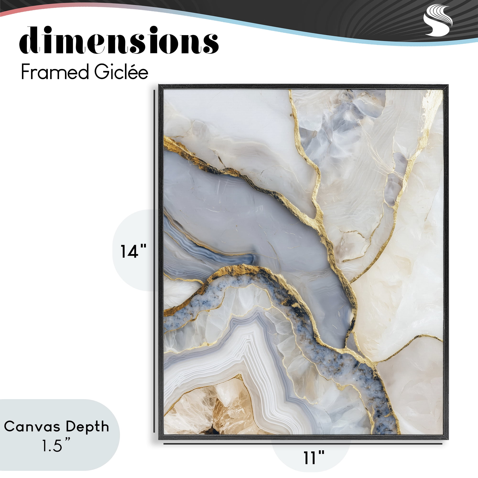 Stupell Industries Glimmering Layers of Agate Black Framed Giclee Art, design by Svetlana Aleynikova