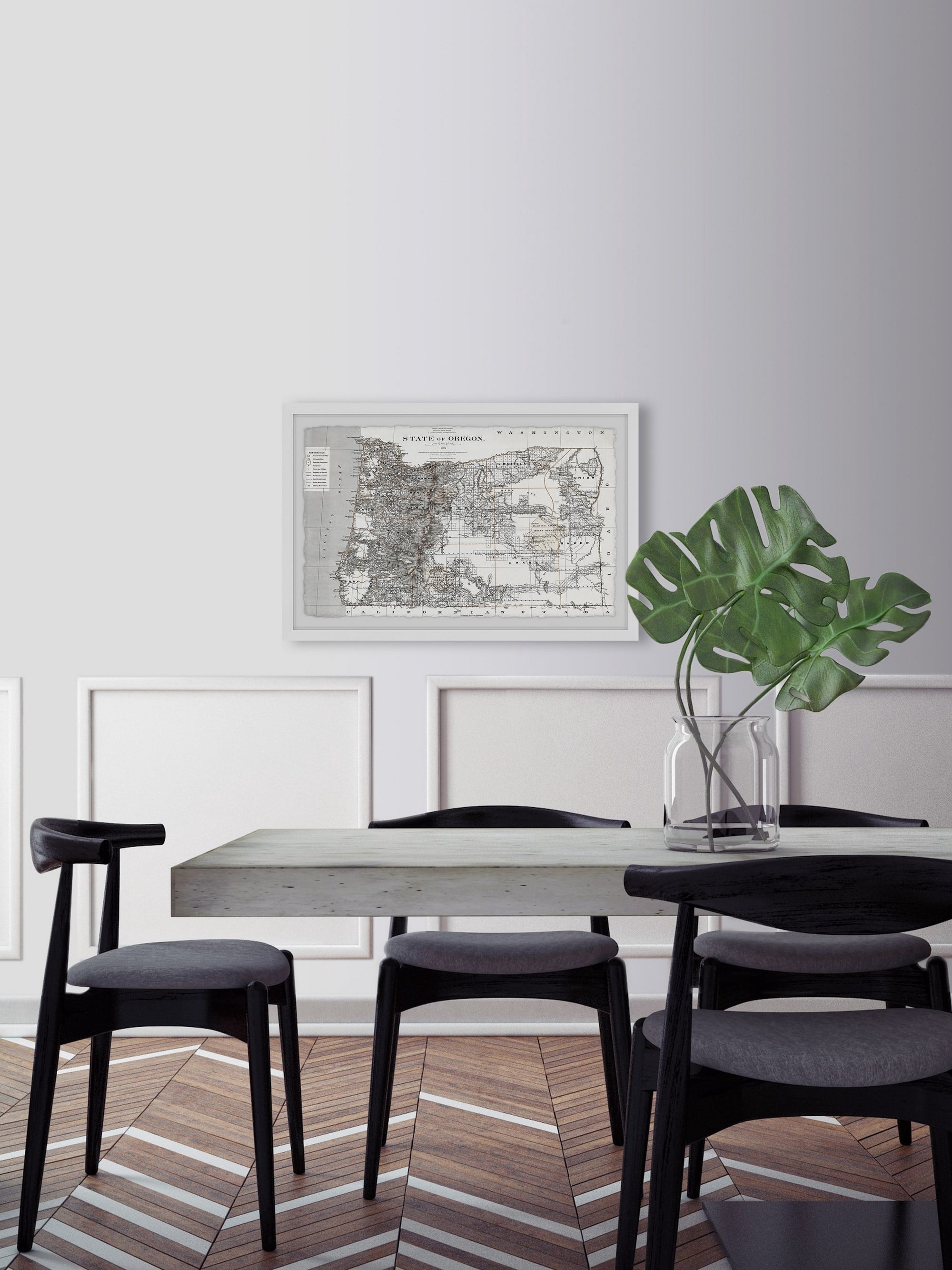 Marmont Hill Map of the State of Oregon Framed Wall Art, 30" x 45"
